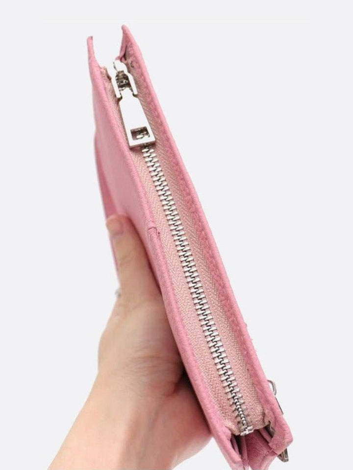 Cartera larga de piel