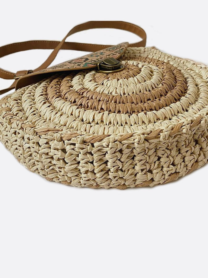 Bolso bandolera redondo de paja