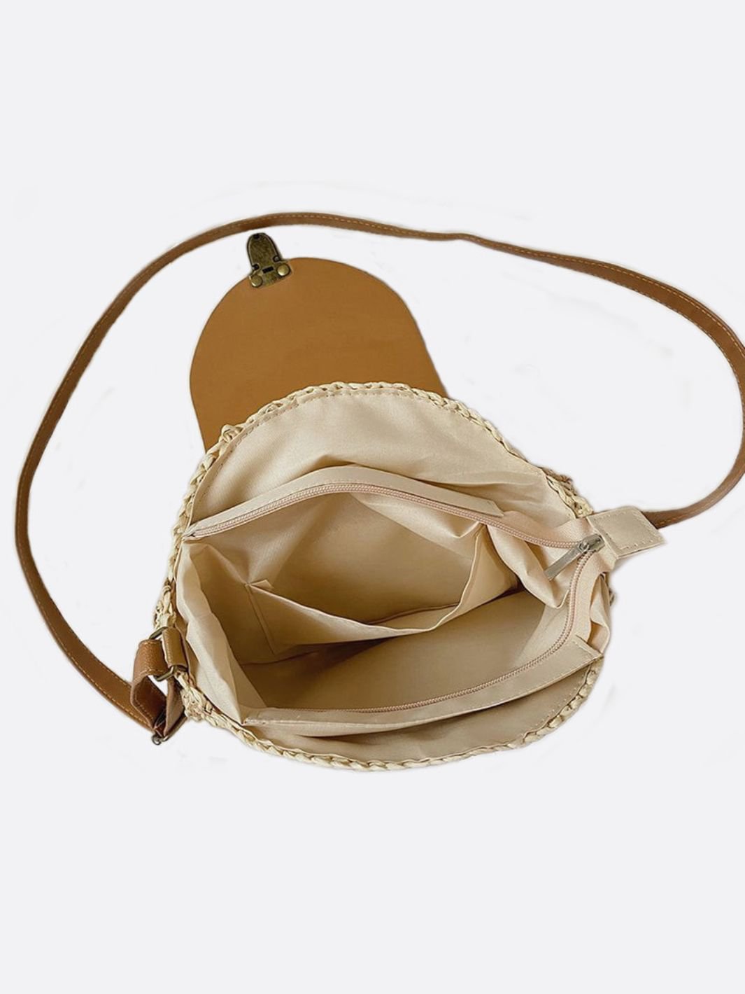 Bolso bandolera redondo de paja